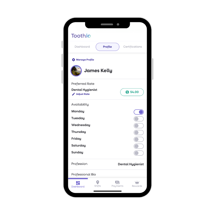 Create your dental professional profile